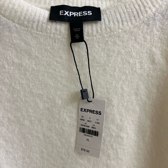 Express Crew Neck Split Side Sweater in Ivory NWT XL never worn! - Picture 3 of 5